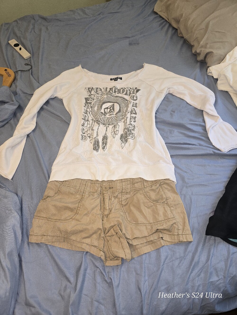 Volcom White Long-Sleeve Light Sweater with Dreamcatcher Graphic.
